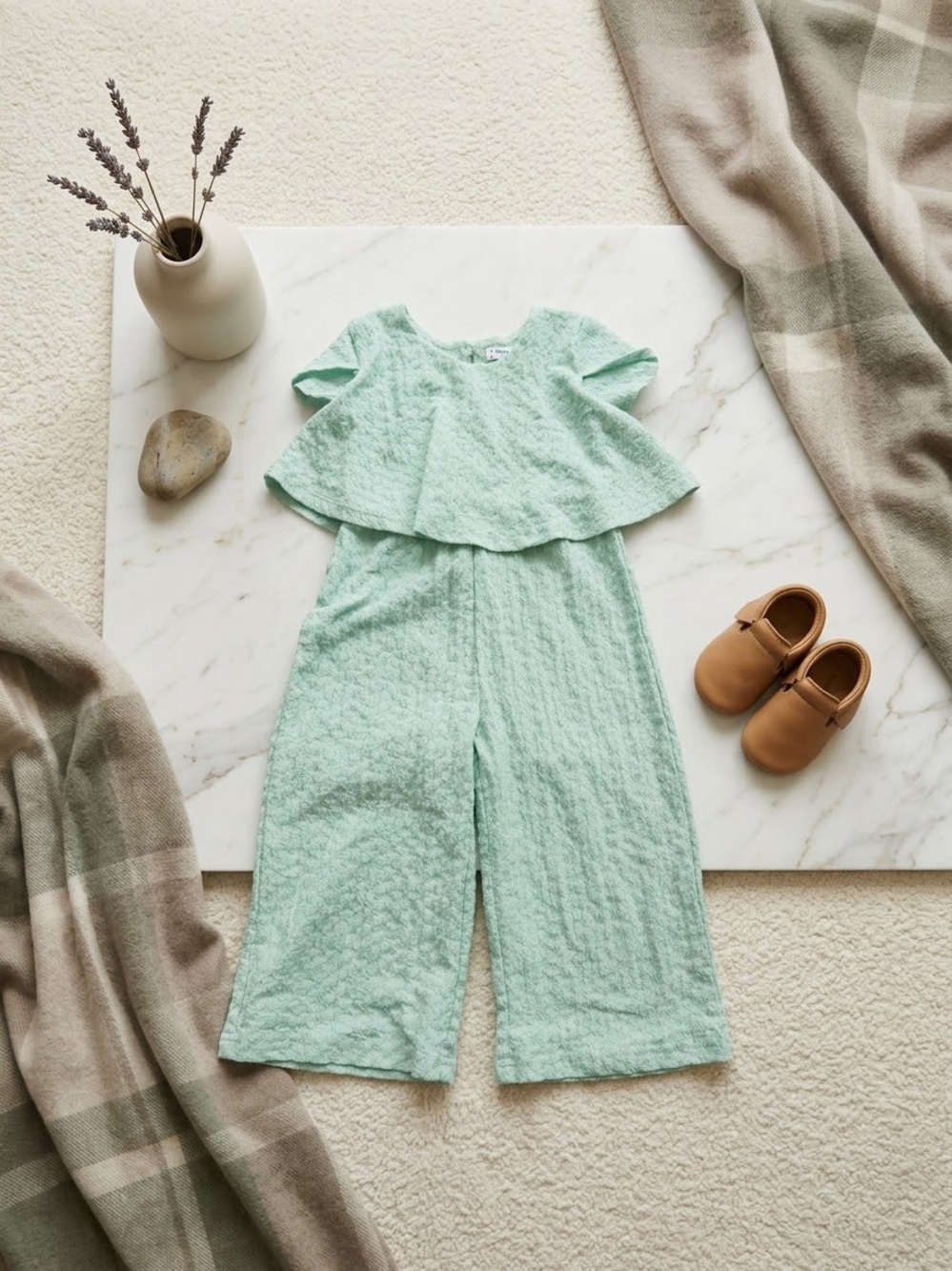 Mayoral Mint Green Wide-Leg Jumpsuit